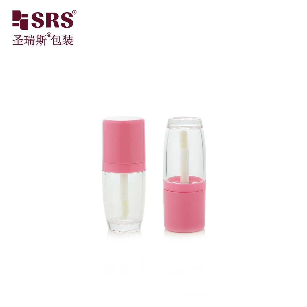  Empty Transparent Lip Glaze Bottle Round Fat Lip Gloss Bottle Lip Gloss Tube Makeup Packaging with Pink Cap