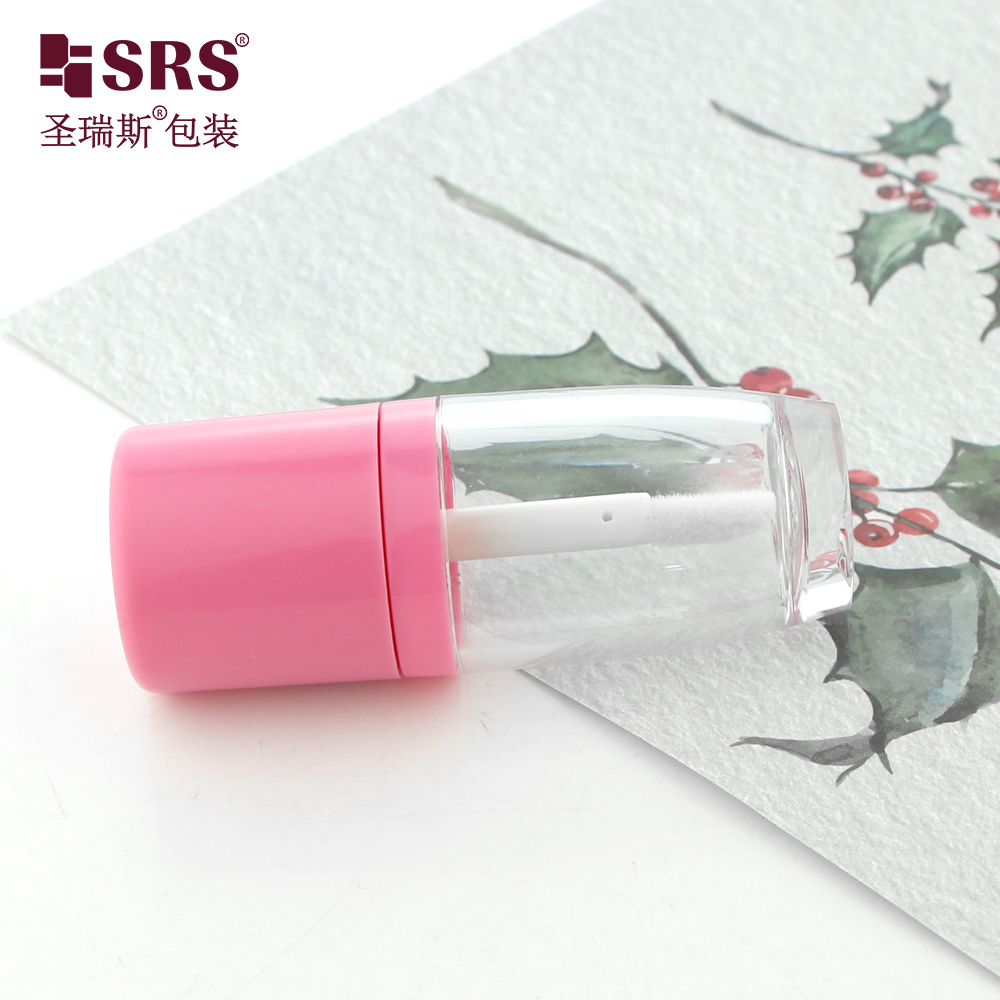  Empty Transparent Lip Glaze Bottle Round Fat Lip Gloss Bottle Lip Gloss Tube Makeup Packaging with Pink Cap