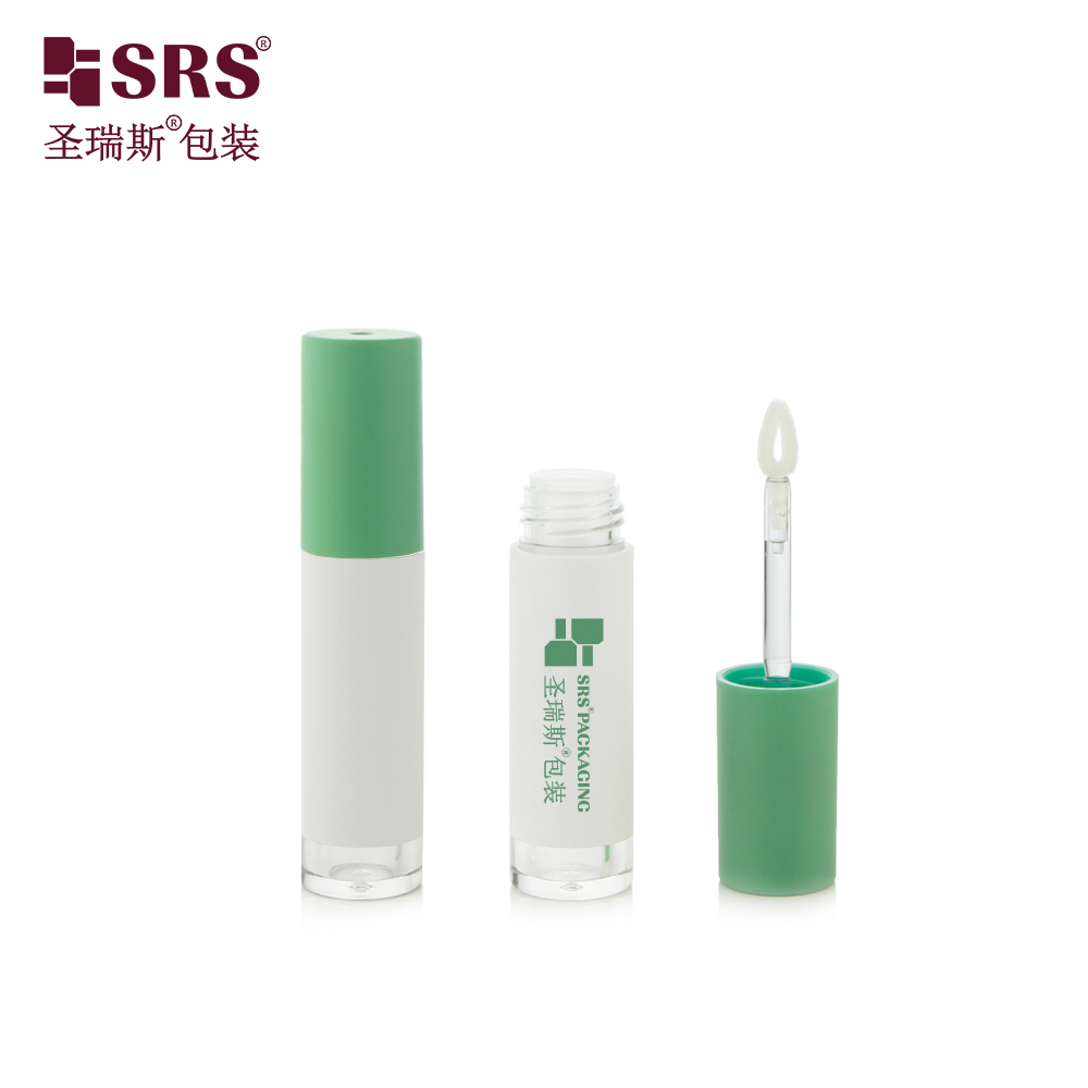 White Manufacturer Customized Matte Lip Glaze Tube with Green Cap For Eyeliner Growth Liquid Cosmetic Packaging