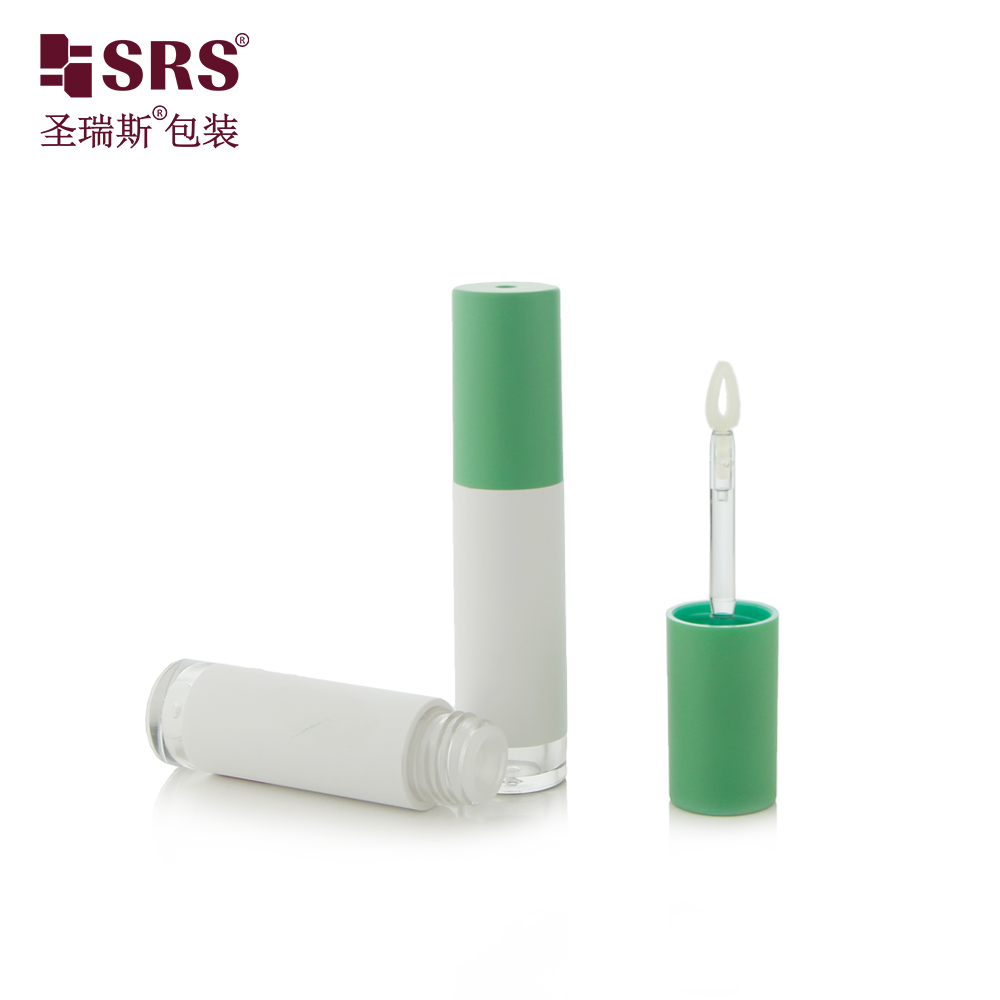 White Manufacturer Customized Matte Lip Glaze Tube with Green Cap For Eyeliner Growth Liquid Cosmetic Packaging