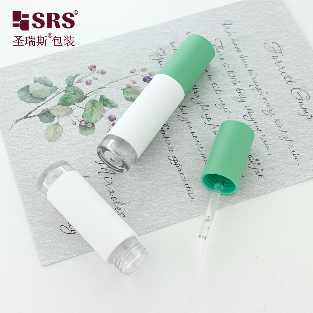 White Manufacturer Customized Matte Lip Glaze Tube with Green Cap For Eyeliner Growth Liquid Cosmetic Packaging