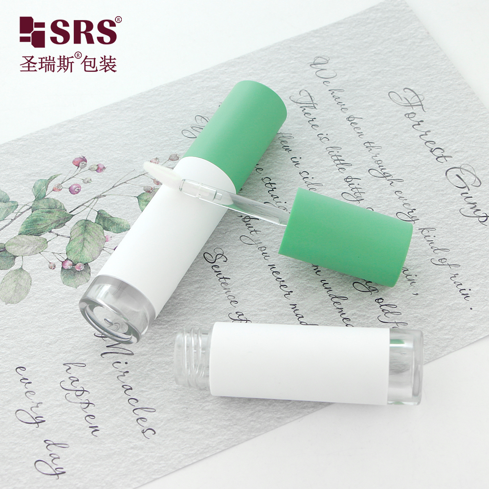 White Manufacturer Customized Matte Lip Glaze Tube with Green Cap For Eyeliner Growth Liquid Cosmetic Packaging