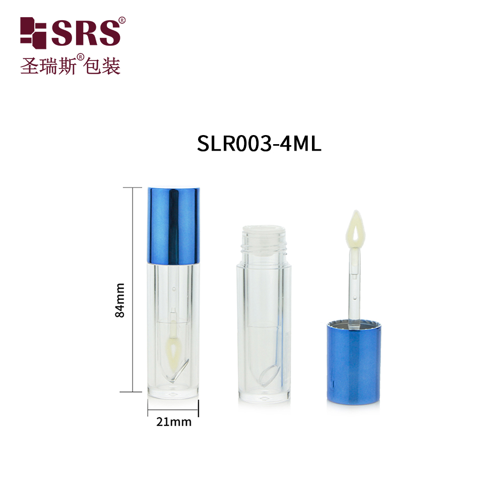 Empty 4ml Lip Lipstick Lip Gloss Tubes With Custom Packaging Round Shape Transparent Makeup Tube