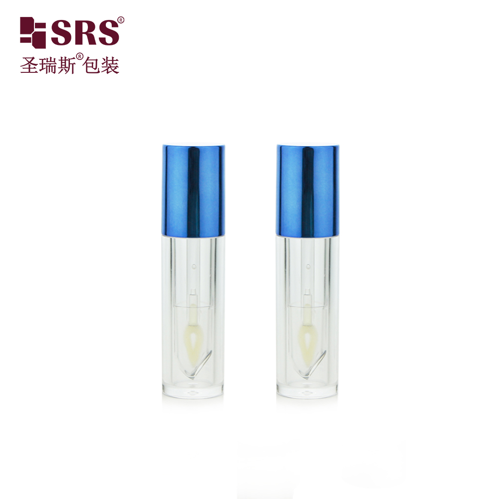 Empty 4ml Lip Lipstick Lip Gloss Tubes With Custom Packaging Round Shape Transparent Makeup Tube