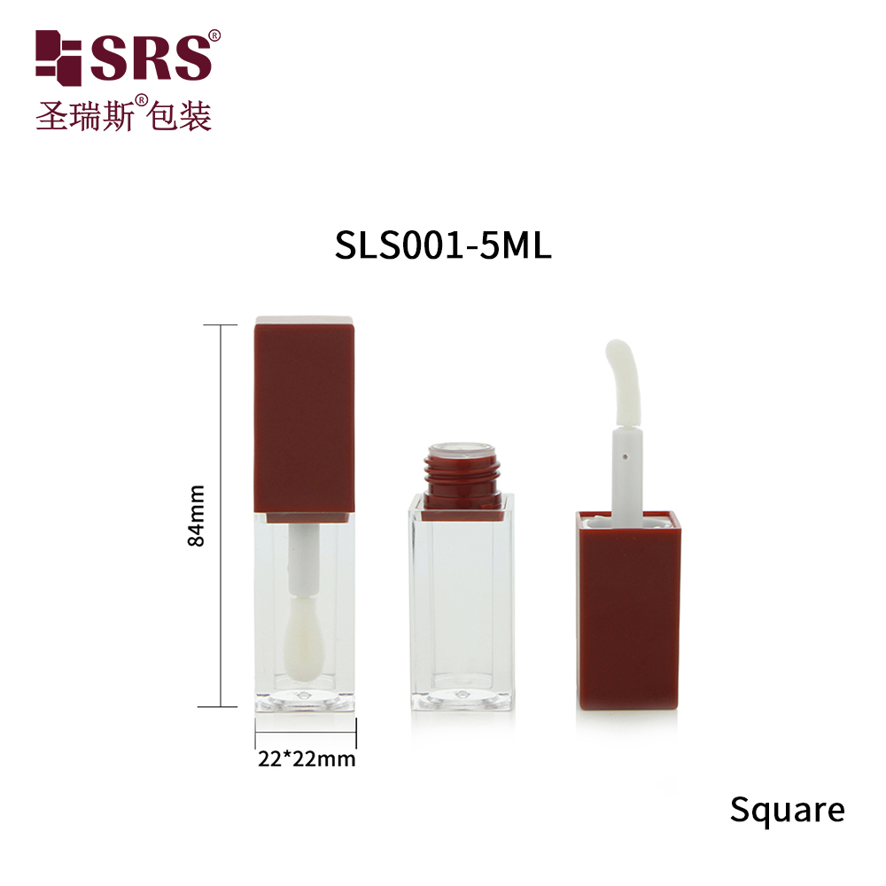 5ML Empty Square Shaped Clear Transparent Tube Packaging with Falu Red Cap