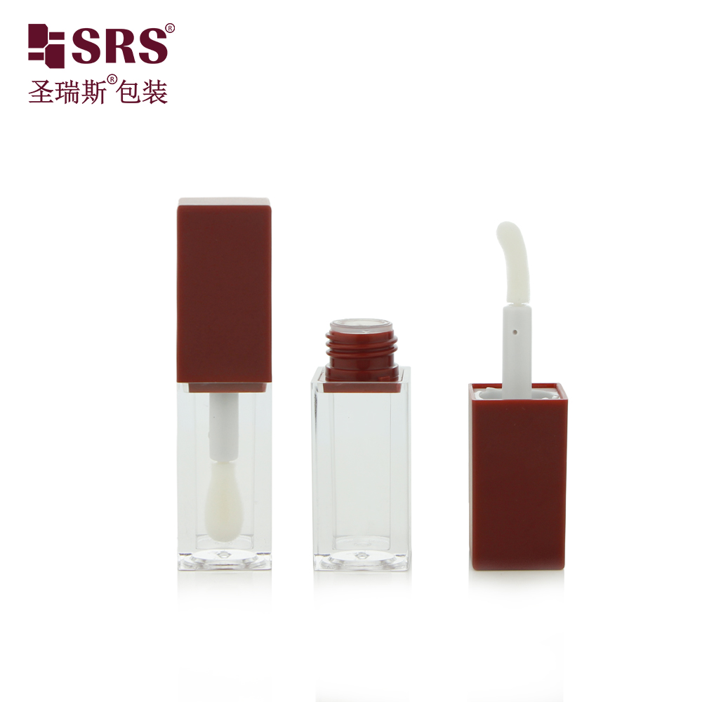 5ML Empty Square Shaped Clear Transparent Tube Packaging with Falu Red Cap