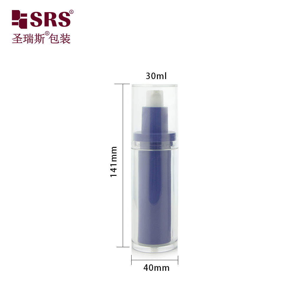 Empty 30ml 1 oz Round Double Wall PET Replaceable Refillable Plastic Airless Bottle