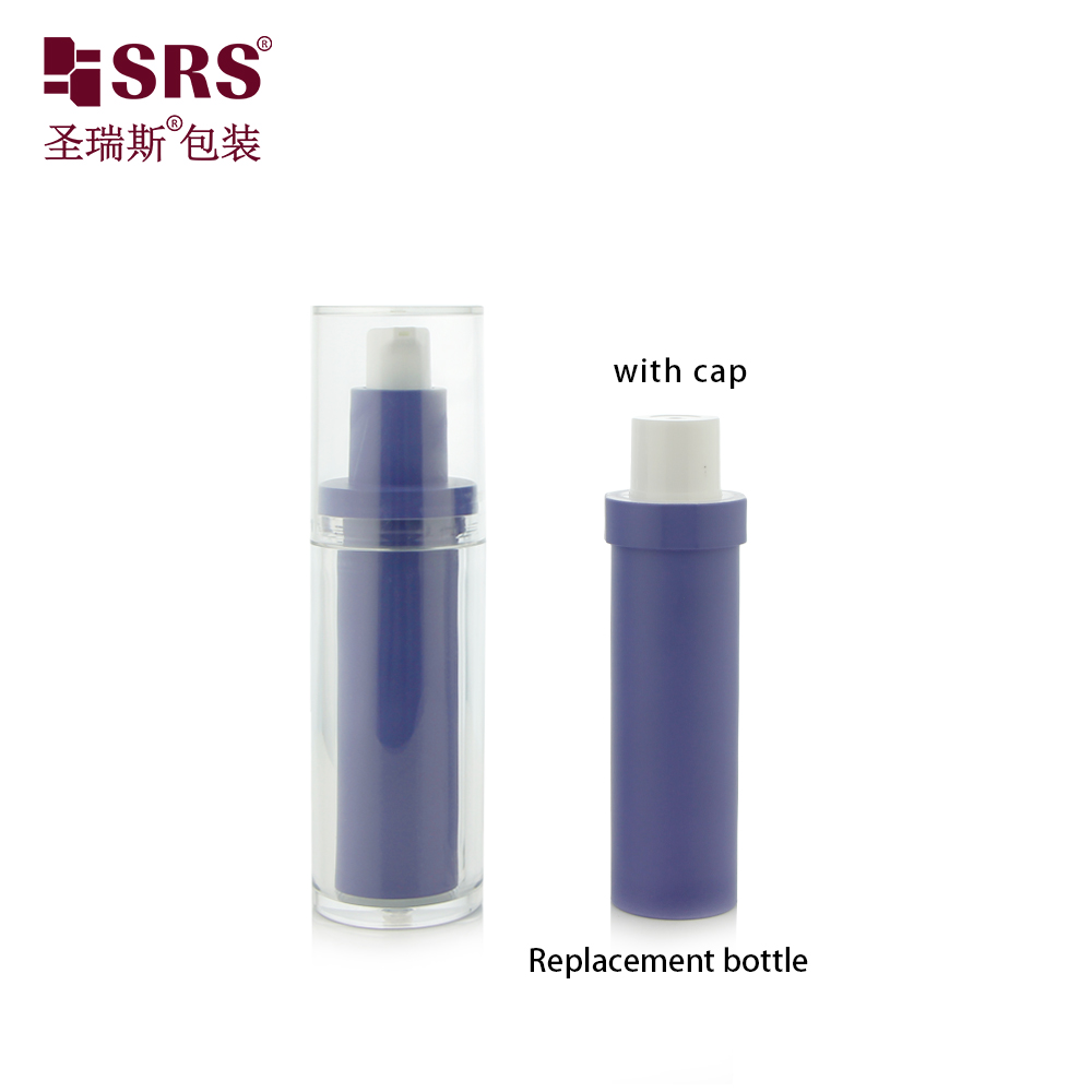 Empty 30ml 1 oz Round Double Wall PET Replaceable Refillable Plastic Airless Bottle