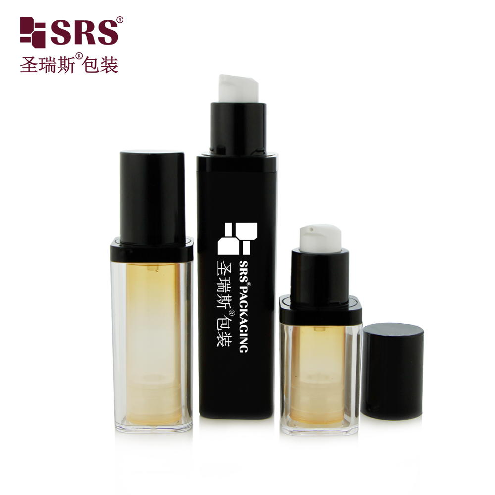 Empty PET Replaceable Double Wall Square Shape Custom Color Facial Serum Airless Bottle 50ml