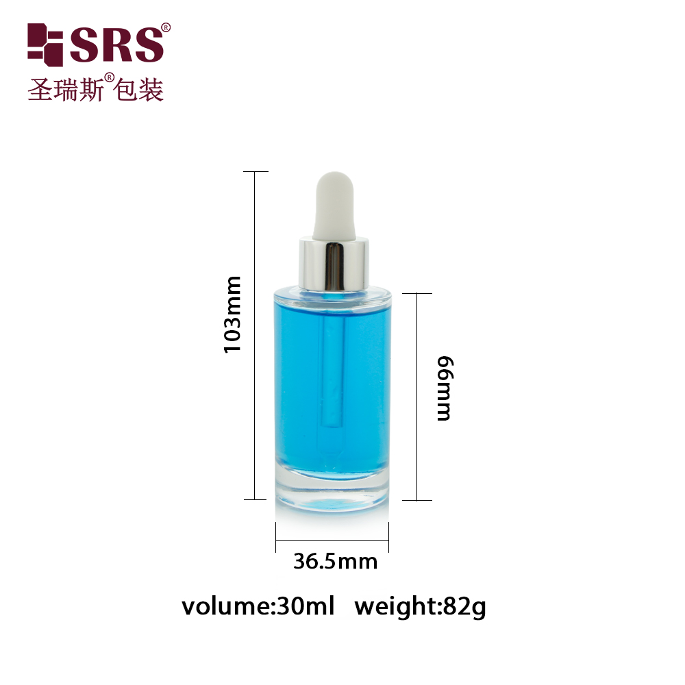 Empty 30ml Essential Oil Glass Dropper Bottle Serum Perfume 1oz Dropper Bottle With Aluminum Shoulder