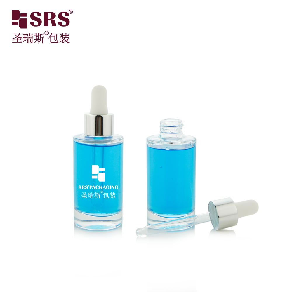 Empty 30ml Essential Oil Glass Dropper Bottle Serum Perfume 1oz Dropper Bottle With Aluminum Shoulder