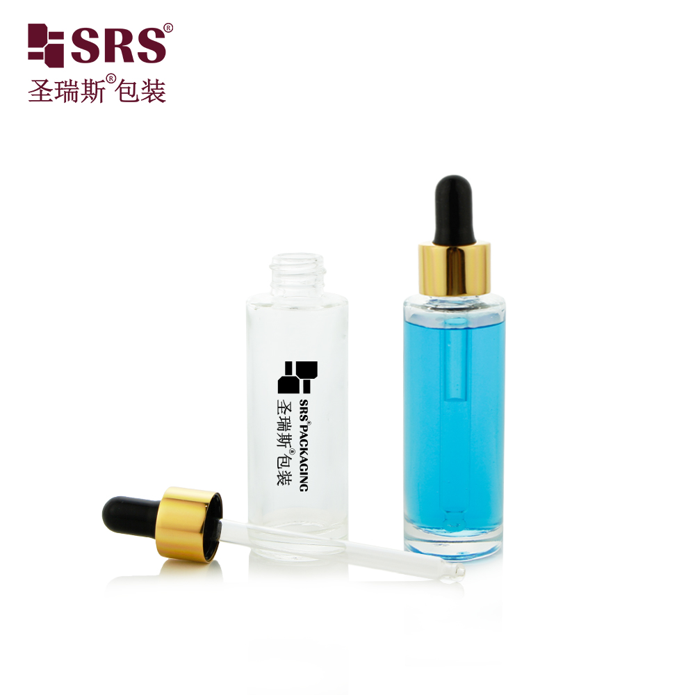 Wholesale Glass Hair Oil Essential Oil Dropper Bottle 30ml Round Shape Glass Skin Care Serum Bottle