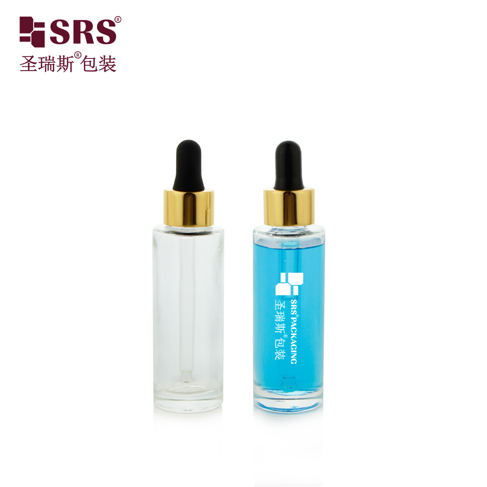 Wholesale Glass Hair Oil Essential Oil Dropper Bottle 30ml Round Shape Glass Skin Care Serum Bottle