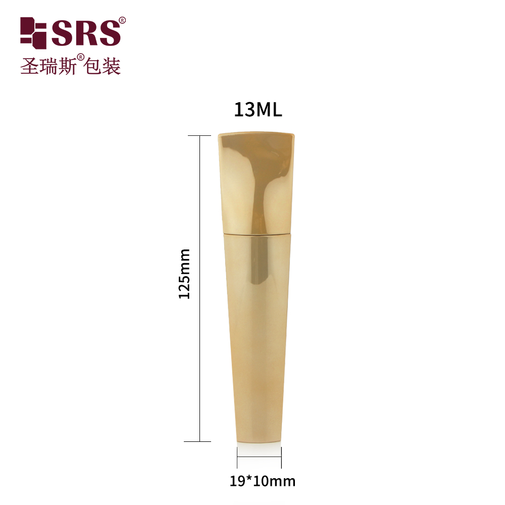 Luxury Metallic Shiny Gold Logo Printed Cosmetic Package Wholesale 13ml Eyebrow Tint Tube Mascara Tube