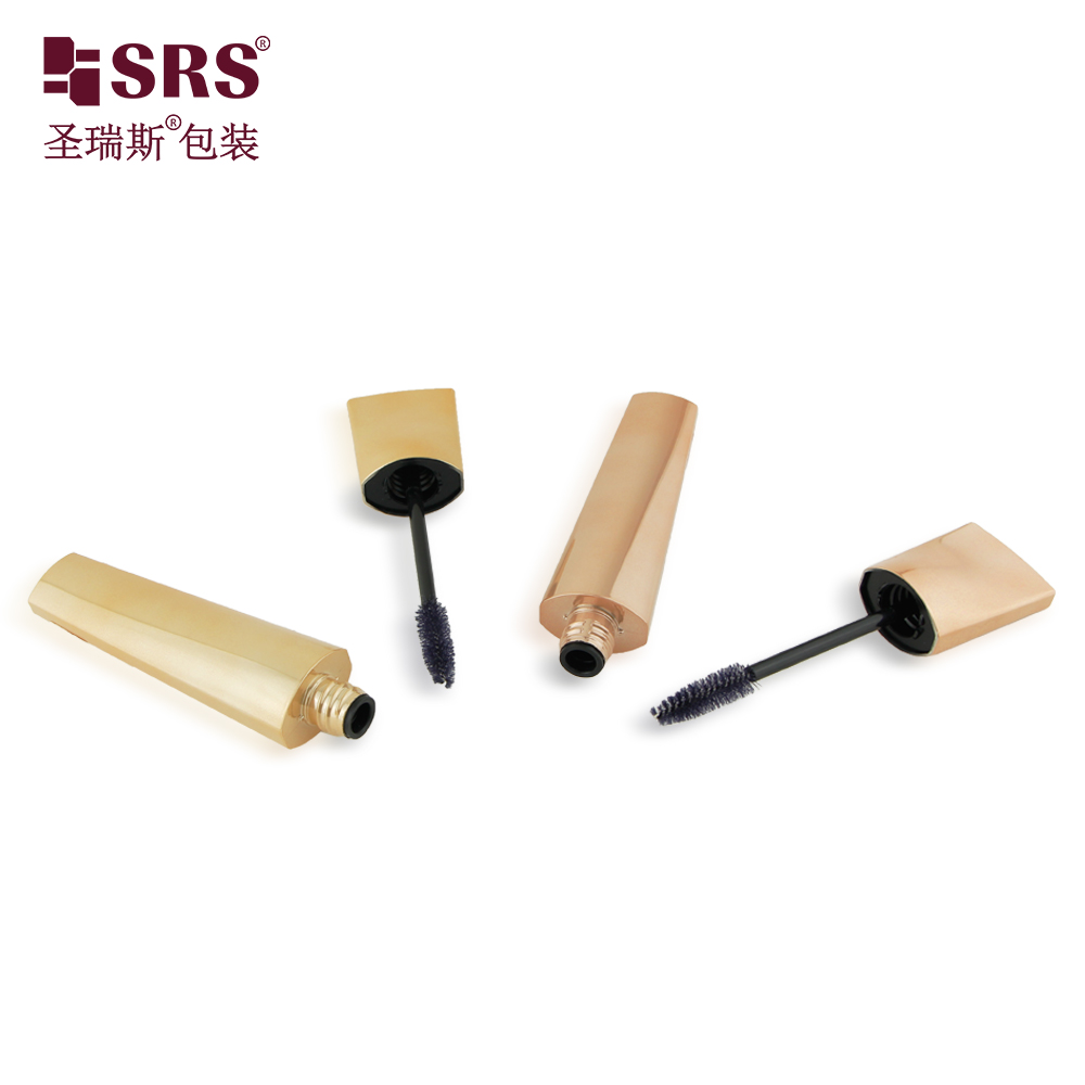 Luxury Metallic Shiny Gold Logo Printed Cosmetic Package Wholesale 13ml Eyebrow Tint Tube Mascara Tube