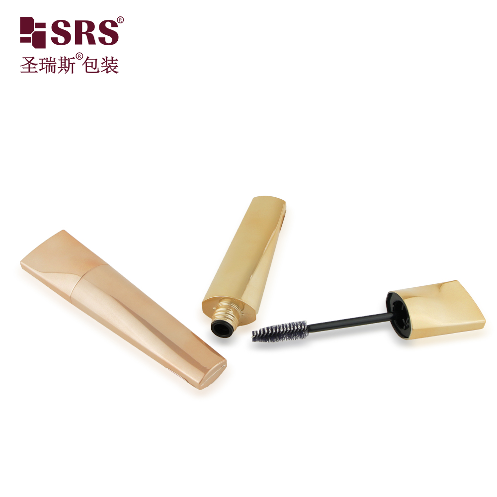 Luxury Metallic Shiny Gold Logo Printed Cosmetic Package Wholesale 13ml Eyebrow Tint Tube Mascara Tube