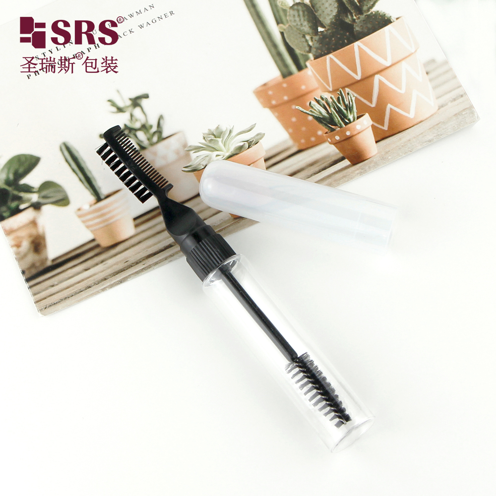 Round 2 in 1 Empty Cosmetic Container Brush Wand Dual Ended Mascara Tube Eyebrow Brush