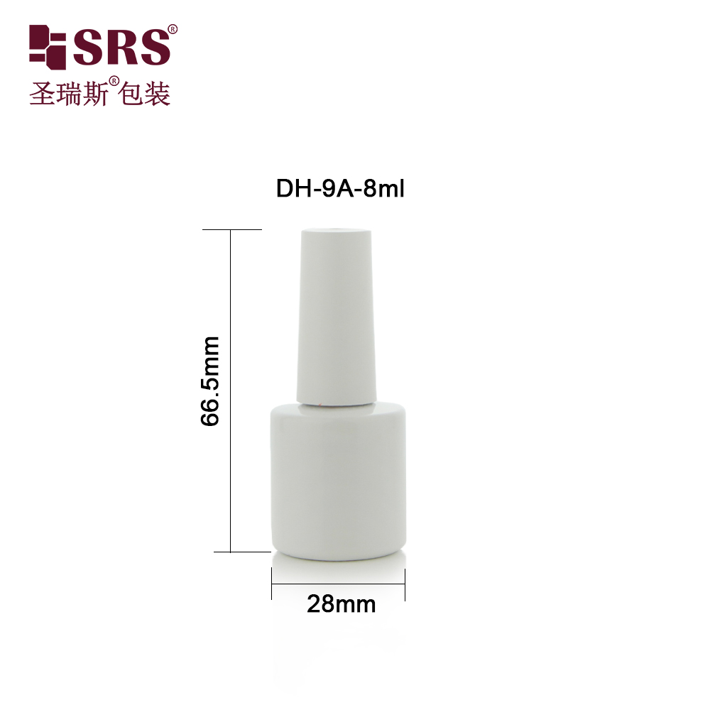 Customized 8ml White Color Glass Nail Polish Bottle Gel Polish Empty Glass Packaging