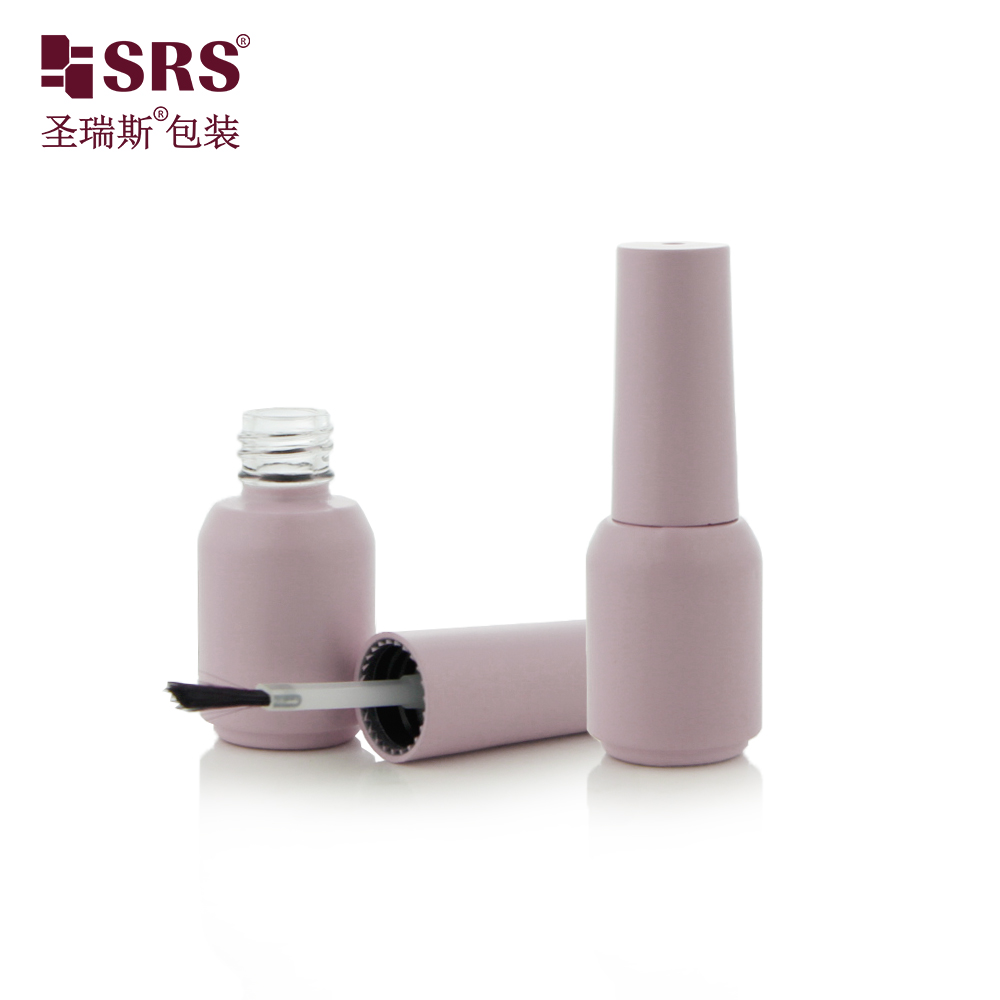 SRS Taro Pink Custom Color Round Bottom Frosted 5ml Glass Nail Polish Bottle With Brush