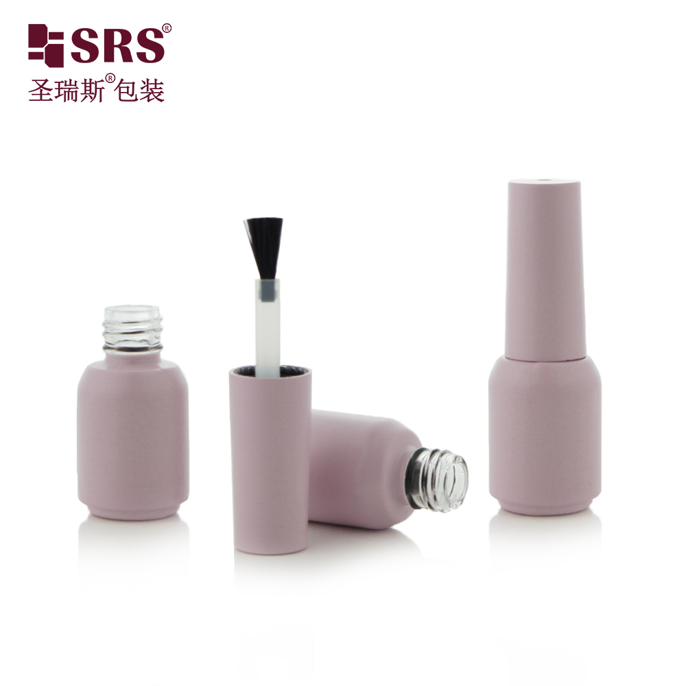 SRS Taro Pink Custom Color Round Bottom Frosted 5ml Glass Nail Polish Bottle With Brush