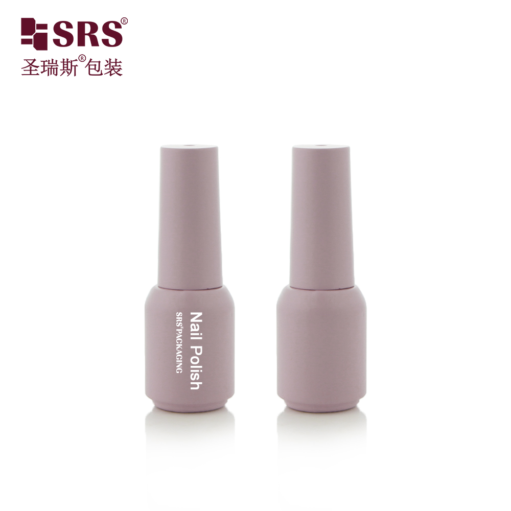 SRS Taro Pink Custom Color Round Bottom Frosted 5ml Glass Nail Polish Bottle With Brush