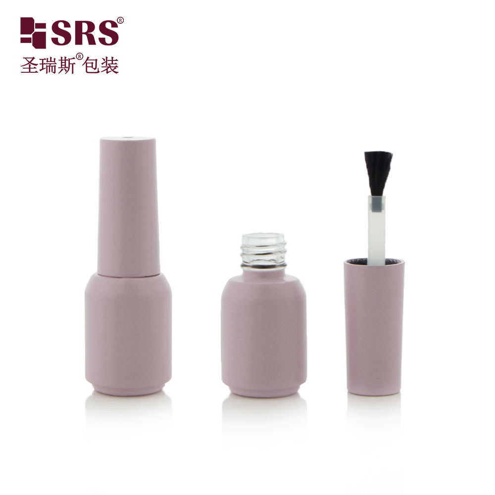 SRS Taro Pink Custom Color Round Bottom Frosted 5ml Glass Nail Polish Bottle With Brush