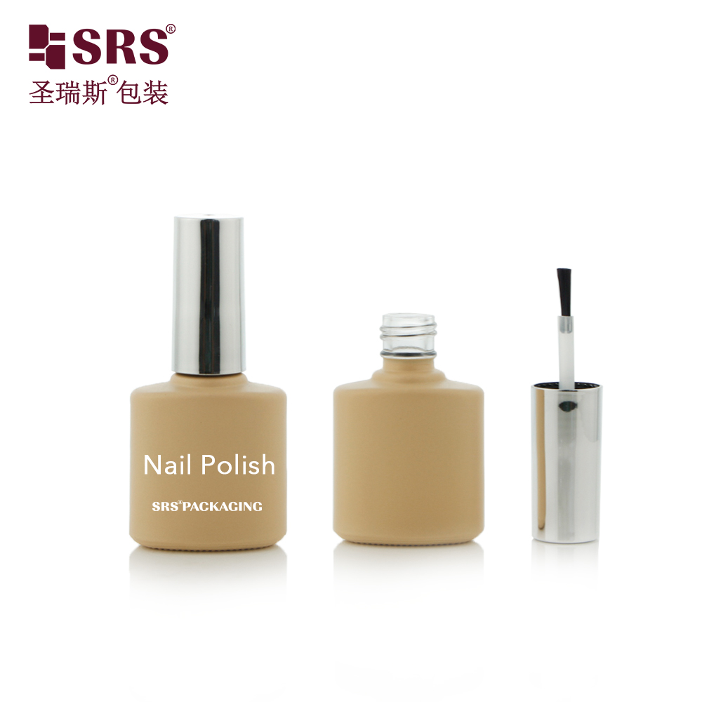 Free sample 15ml Frosted Matte Orange Empty Glass Gel Nail Polish Bottle with Brush