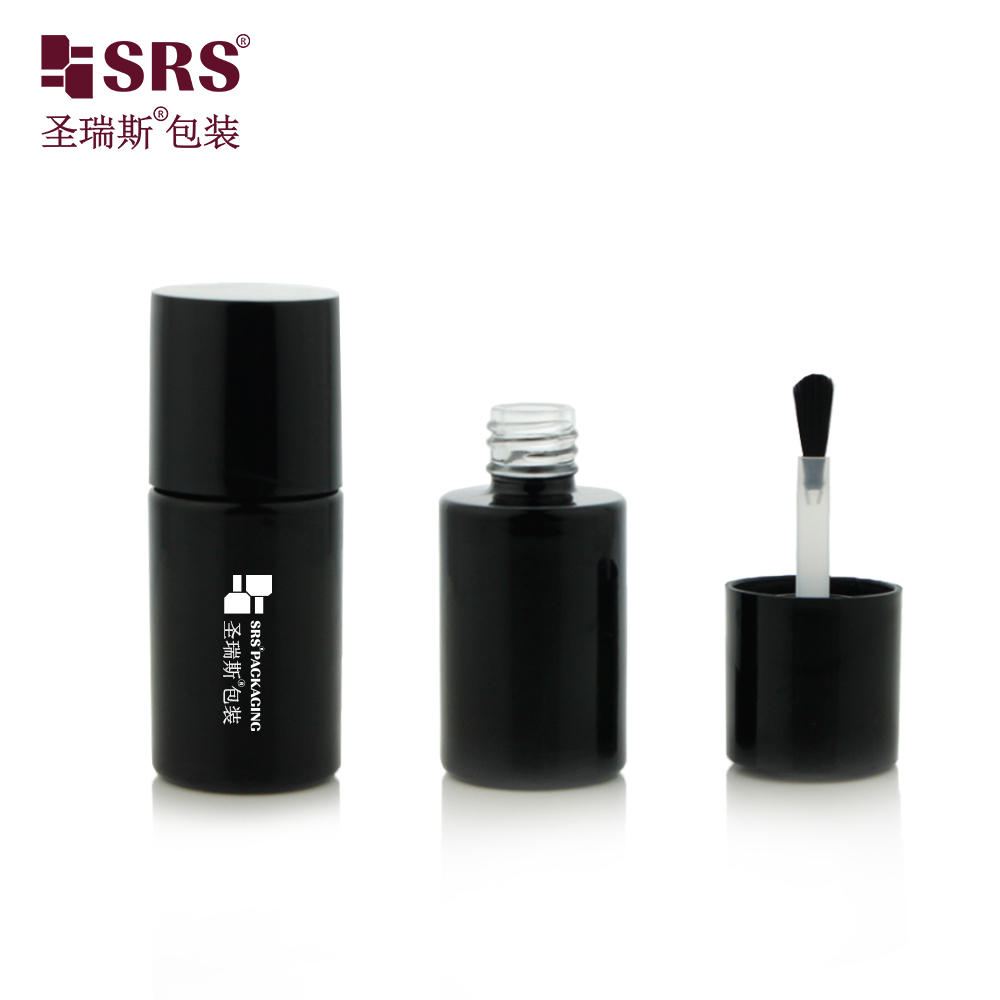 Custom Logo Black 10ml Round Bottle Color Custom Nail Polish Bottle With Brush