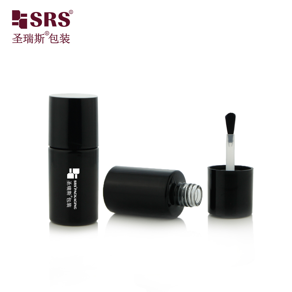 Custom Logo Black 10ml Round Bottle Color Custom Nail Polish Bottle With Brush