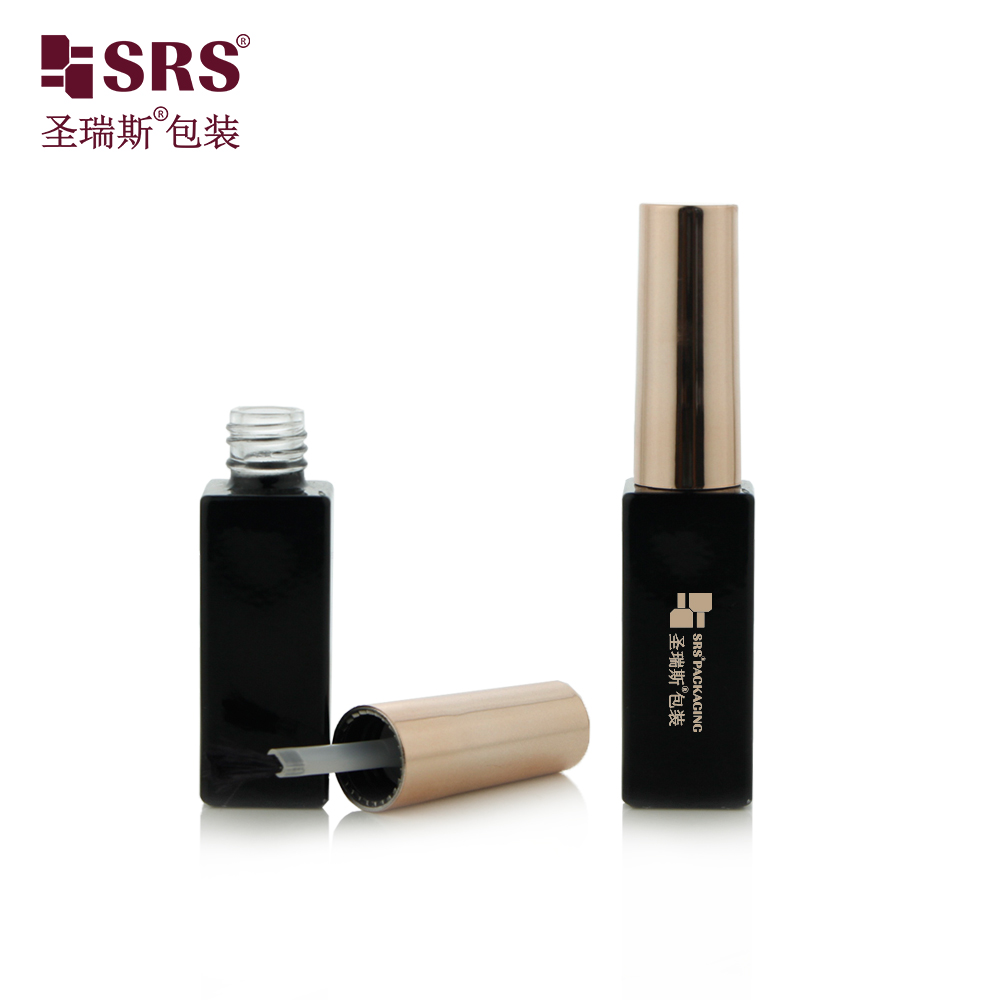 Wholesale 6ml Black Nail Polish Mini Glass Bottle With Brush Caps Cosmetic Packaging