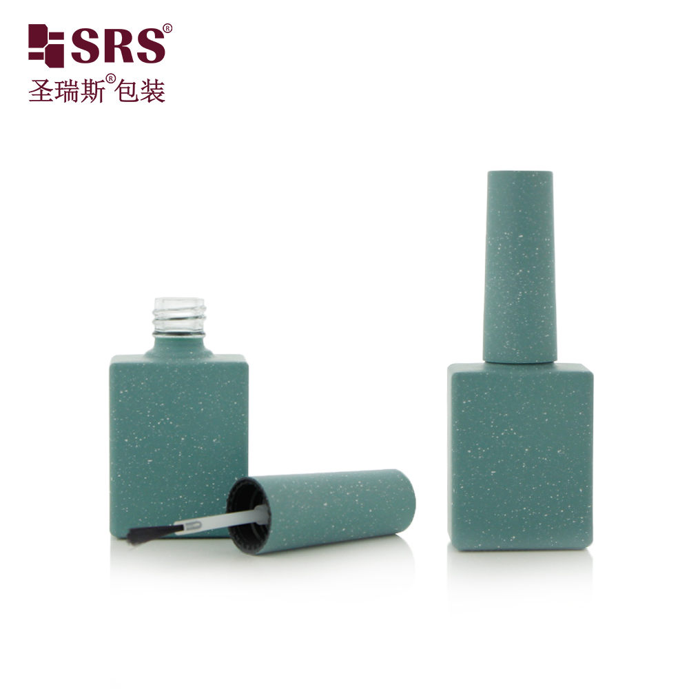 10ml Square Green Wholesale Empty Glass Nail Polish Bottle Portable Small Brush Nail Art Container