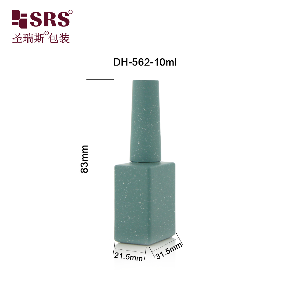 10ml Square Green Wholesale Empty Glass Nail Polish Bottle Portable Small Brush Nail Art Container