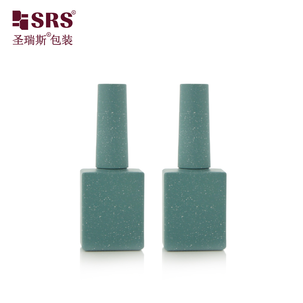 10ml Square Green Wholesale Empty Glass Nail Polish Bottle Portable Small Brush Nail Art Container