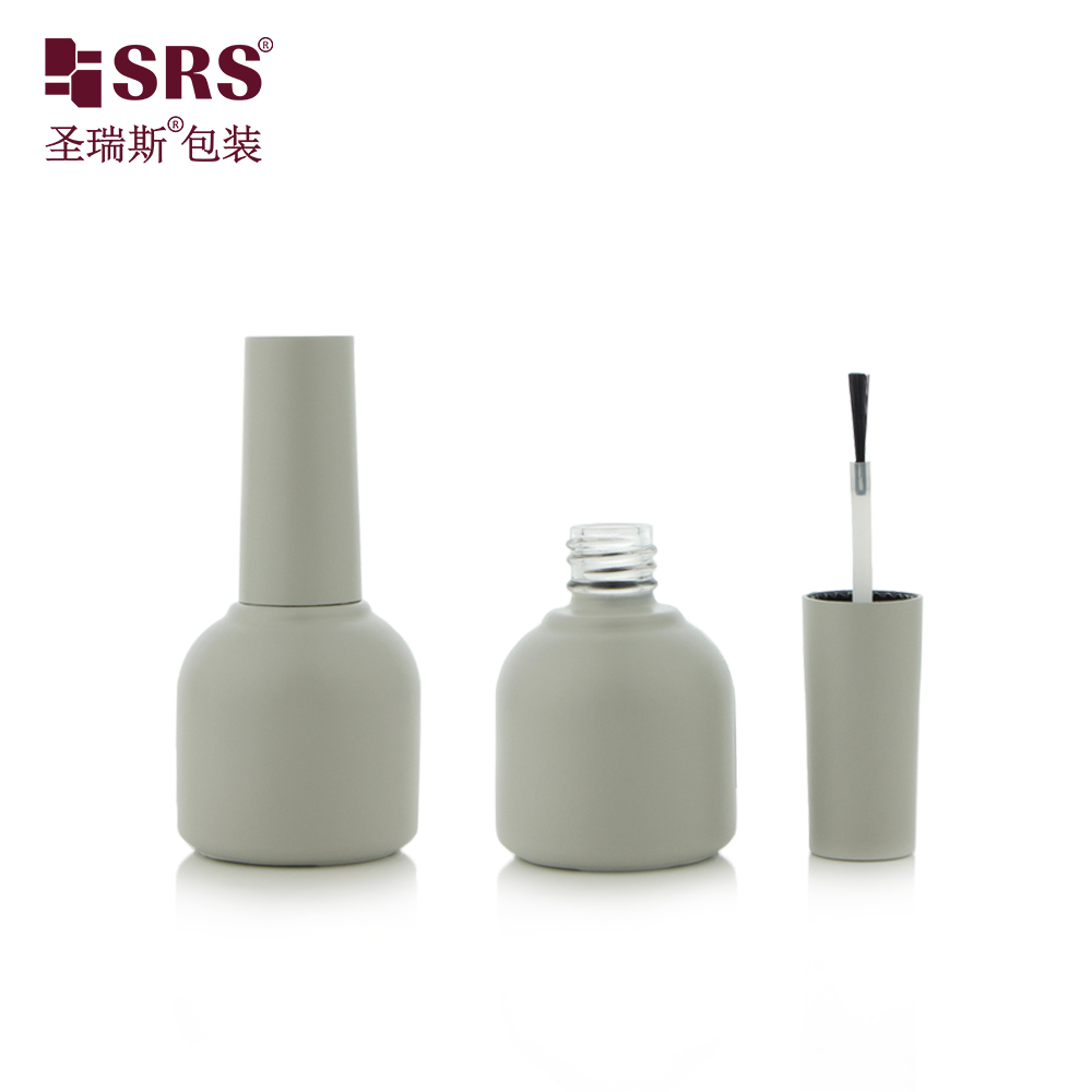 Temperament Gray 10ml Customize UV Gel Empty Glass Round Nail Polish Bottle