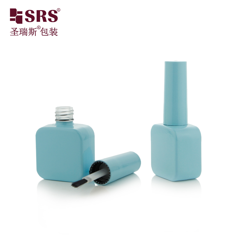 Wholesale Blue Fancy Luxury Custom Frosted Glass Clear 10ml Empty Nail Polish Bottle with Brush