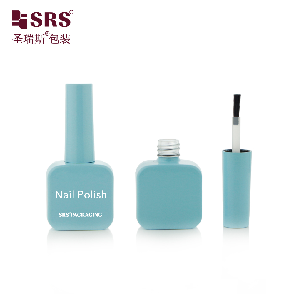 Wholesale Blue Fancy Luxury Custom Frosted Glass Clear 10ml Empty Nail Polish Bottle with Brush