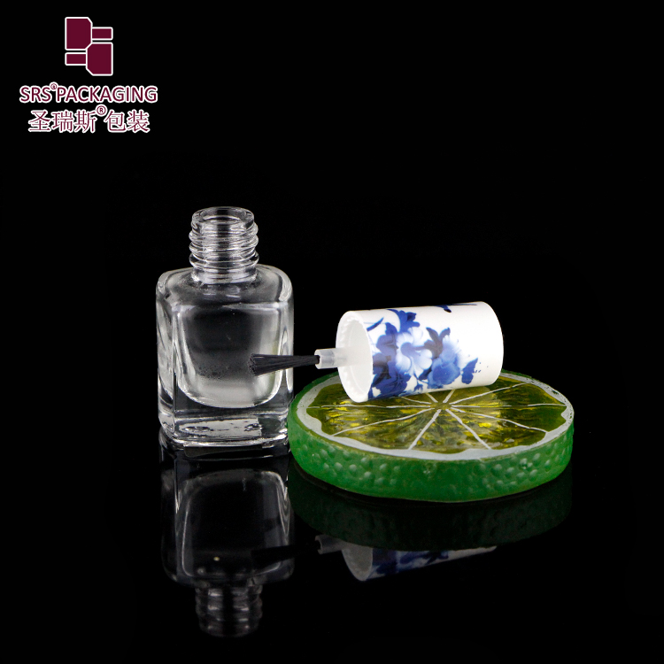 SRS beauty cosmetic packaging 5ml glass nail polish empty bottle with brush cap