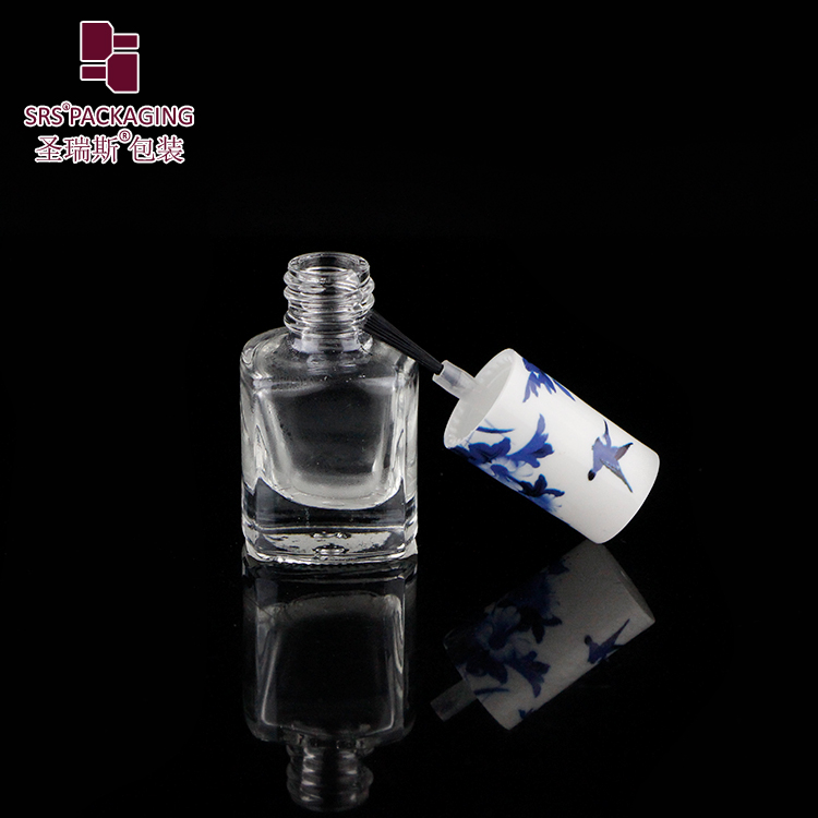 SRS beauty cosmetic packaging 5ml glass nail polish empty bottle with brush cap