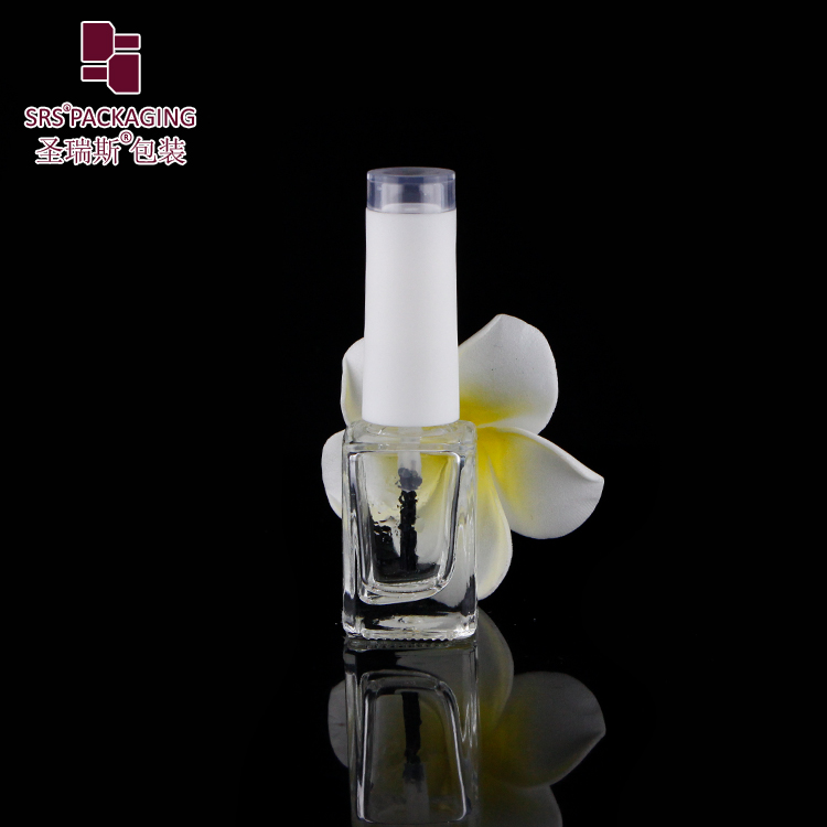 Clear Square Shape 6ml Glass Nail Polish Bottle With Brush Gel Polish Glass Packaging