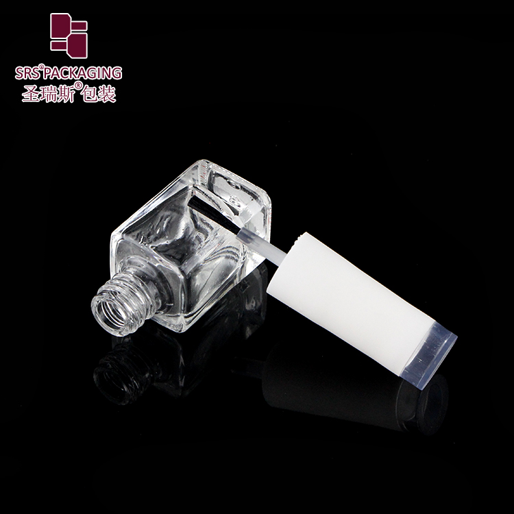 Clear Square Shape 6ml Glass Nail Polish Bottle With Brush Gel Polish Glass Packaging