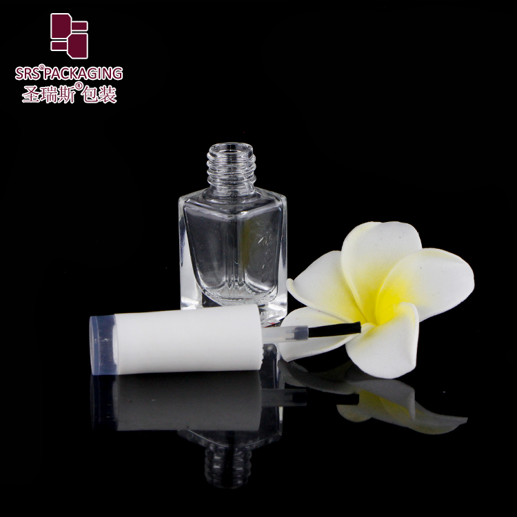 Clear Square Shape 6ml Glass Nail Polish Bottle With Brush Gel Polish Glass Packaging