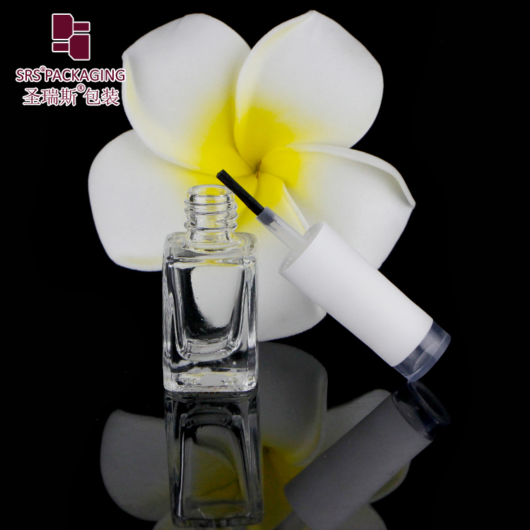 Clear Square Shape 6ml Glass Nail Polish Bottle With Brush Gel Polish Glass Packaging