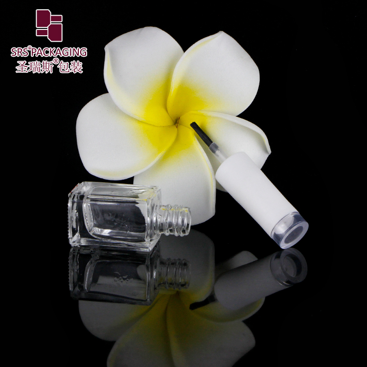 Clear Square Shape 6ml Glass Nail Polish Bottle With Brush Gel Polish Glass Packaging