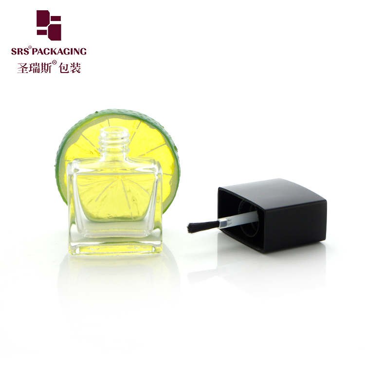 11ml Square Shape Nail Polish Empty Bottle Clear Glass Nail Polish Bottle With Brush