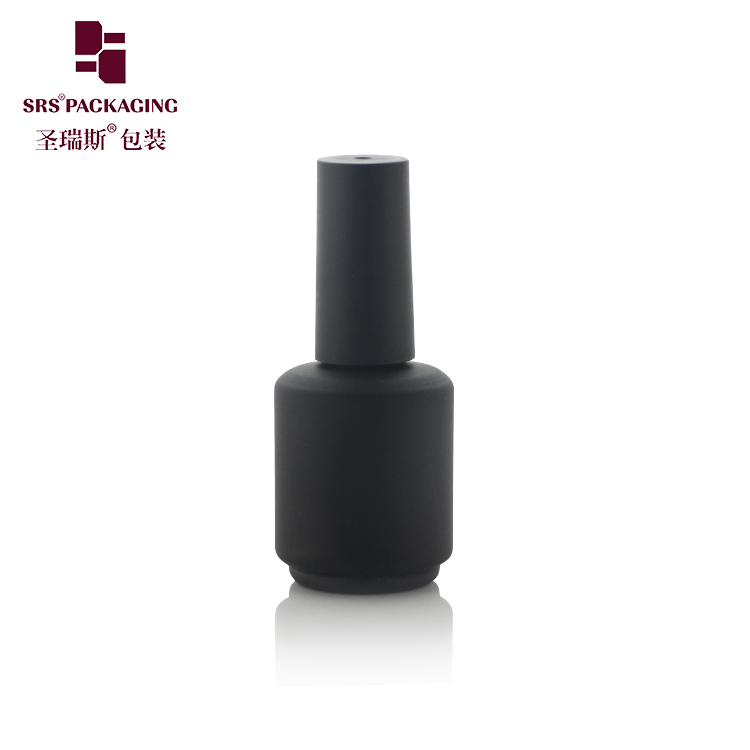 Round Shape 12ml Small Nail Polish Bottle Empty Black Glass Nail Polish Bottle With Brush