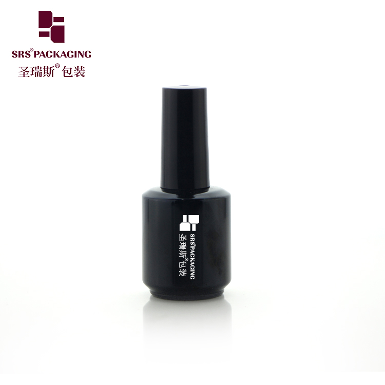 Custom Round 10ml Matte Black Transparent Empty Gel Nail Polish Bottle With Brush