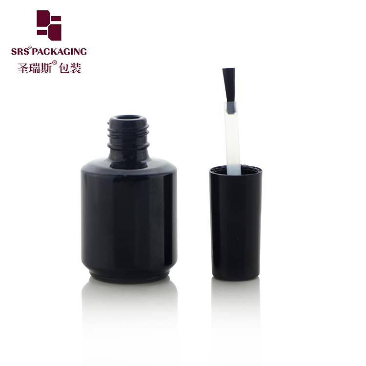 Custom Round 10ml Matte Black Transparent Empty Gel Nail Polish Bottle With Brush