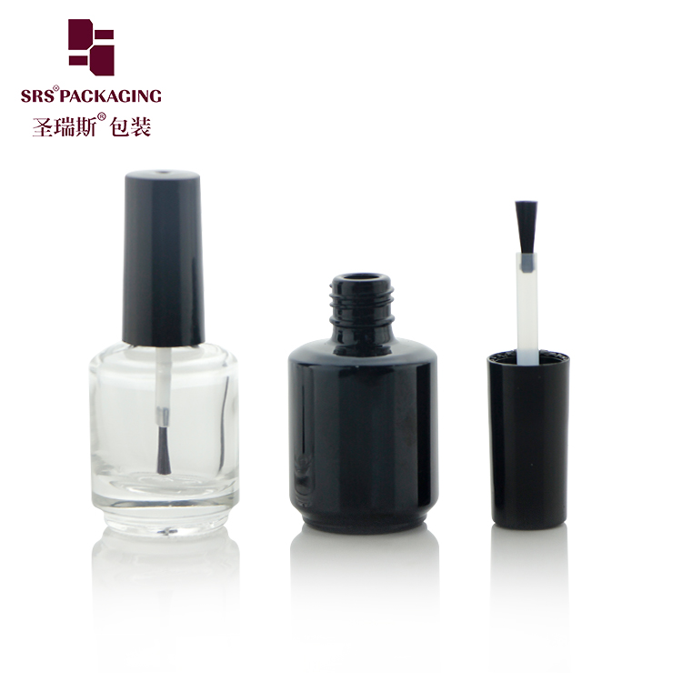 Custom Round 10ml Matte Black Transparent Empty Gel Nail Polish Bottle With Brush