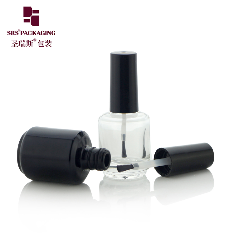 Custom Round 10ml Matte Black Transparent Empty Gel Nail Polish Bottle With Brush