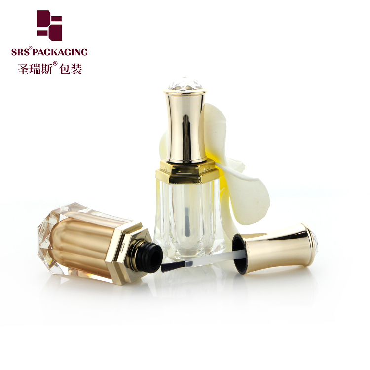 Gold Acrylic 8ml Nail Polish Bottles Empty UV Gel Nail Polish Packaging With Brush